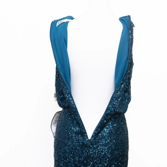 Eliza J Sequin Cowl Neck Sheath‎ Dress in Teal – NWT Size 2 - Picture 12 of 12